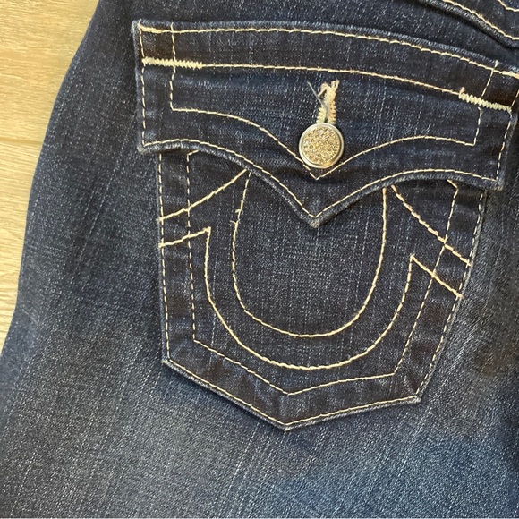 EUCVintage True Religion cropped jean dark Wash low rise star studded buttons32 - Picture 5 of 12